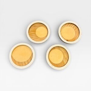 Handmade White and Tan Wooden Drink Coasters